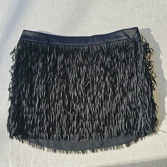 Express Black Fringe Lightweight Mini Dress Size 10 Waist 14 Length 15 - Picture 1 of 5